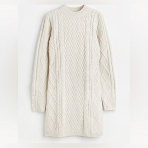 HM white cable knit sweater dress Large